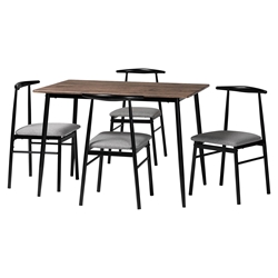 Baxton Studio Arnold Modern Industrial Grey Fabric and Metal 5-Piece Dining Set